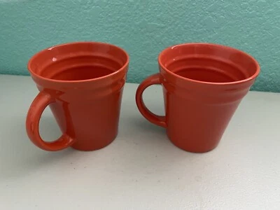 Rachel Ray Double Ridge Orange Coffee Cup Set of 2 Mugs - Image 1 of 4