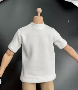 1/6 Maßstab weiß kurzärmeliges T-Shirt für 12 Zoll männliche Actionfigur Puppe Spielzeug - Bild 1 von 2