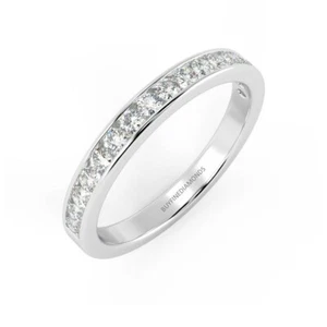 F/VS 0.50 Ct Natural Round Diamond Channel Set Half Eternity Ring In Platinum - Picture 1 of 9