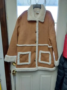 Nwt Sonoma Womens Faux Sherling Jacket Tan Xl - Picture 1 of 2