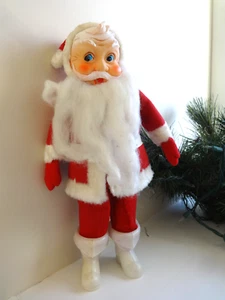 DE COLECCIÓN NAVIDAD AÑOS 50 SANTA CLAUS 13" MEDIADOS DE SIGLO MCM CARA DE GOMA FIELTRO JAPÓN CABLEADO - Imagen 1 de 15