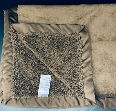 Babies R Us Manta Bebé Marrón Sólido Terciopelo Sherpa Borde Satinado Seguridad Lovey  Foto 1 de 4