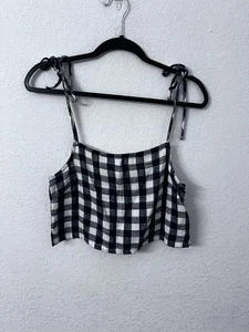 Forever 21 Crop Top Donna Gingham Con Spalline Regolabili Taglia S - Foto 1 di 6