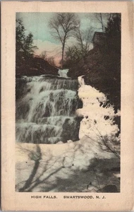 Postal de SWARTSWOOD, Nueva Jersey de la década de 1910 "HIGH FALLS" coloreada a mano tipo Alber sin usar - Imagen 1 de 2
