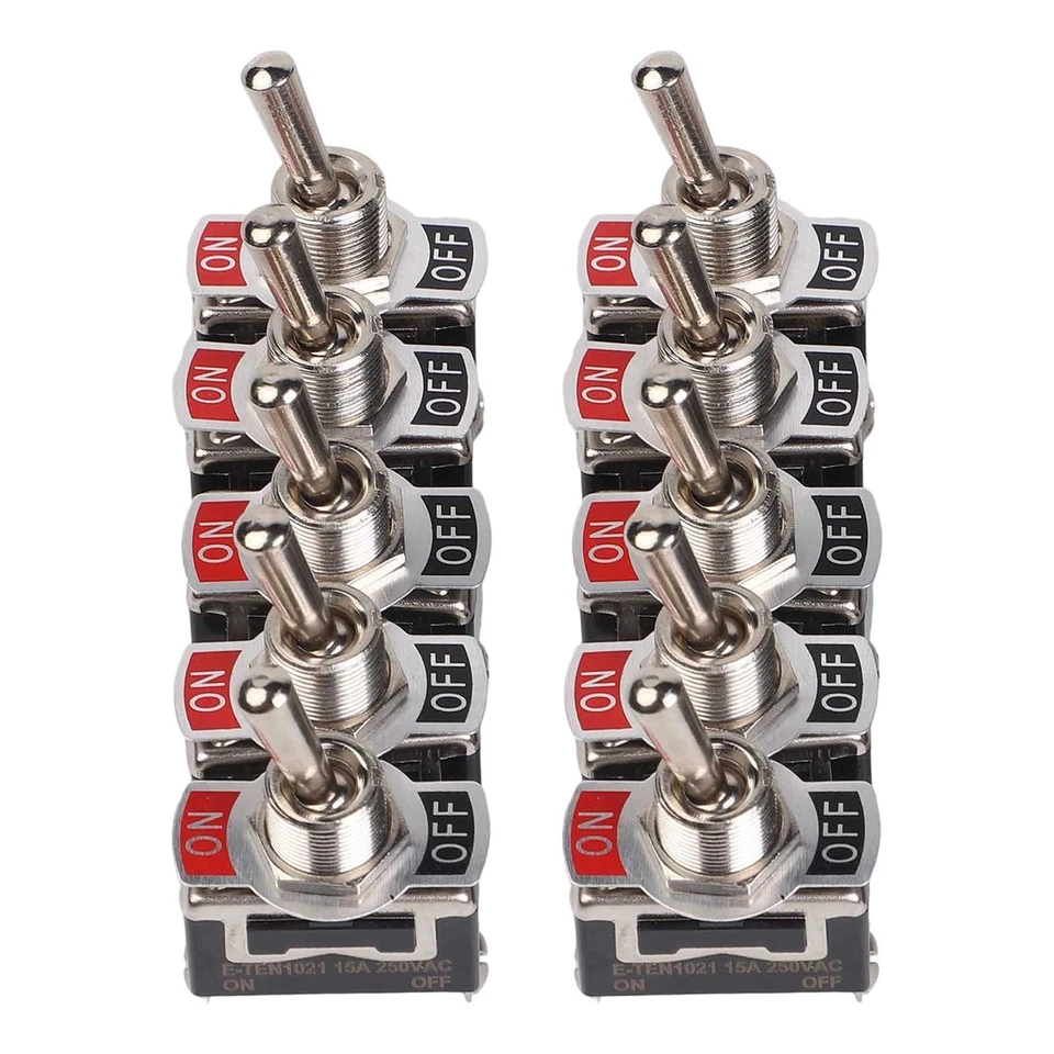 10Pieces Toggle Switch 12V 24V 220V 230V 10A ON / OFF 2 Pin Car Rocker Switch - Image 1 of 4