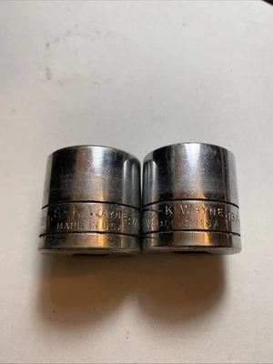 Vintage S-K Wayne Deep Socket 12 Point 3/8" Dr. 40114 USA Set Of 2 13/16" & 7/8" - Image 1 of 4