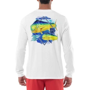 Men’s Offshore Fish Collection Long Sleeve T-Shirt, Bright White/Diamond Cut,... - Picture 1 of 4