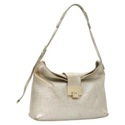 Auténtico bolso de hombro Jimmy Choo de cuero dorado plateado BA2540 Foto 1 de 4