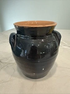 VTG Hand thrown Studio Pottery Stoneware Handled Crock Vase Jar 6" Tall - Picture 1 of 6