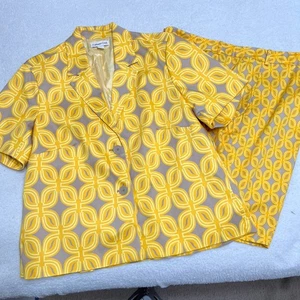 Coldwater Creek Damen Blazer/Short Set Gr. 18 gelb/grau geometrisches Muster - Bild 1 von 11