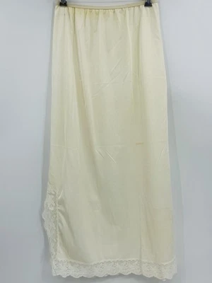 Vintage Komar Ivory Maxi Half Slip Silky Nylon Lace Trim Size Medium USA Made - Image 1 of 4