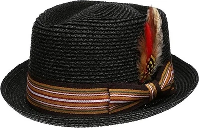 Sombrero Fedora EPOCH HATS Para Hombre Premium Paja Porkpie (S/M, NEGRO) Foto 1 de 2