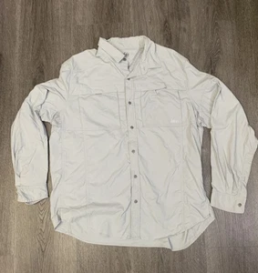 REI Button Up Shirt Vented Lt Grey Hiking Outdoors Long Sleeve Fishing Mens XL - Picture 1 of 13