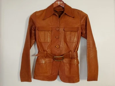 Chaqueta de cuero vintage de los años 70 East West Musical Instruments para mujer San Francisco Foto 1 de 4