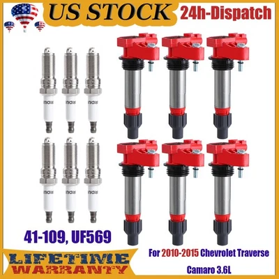 UF569 6x Ignition Coils+Spark Plugs For 2010-2015 Chevrolet Traverse Camaro 3.6L - Image 1 of 4