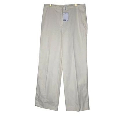 NUEVO CON ETIQUETAS H&M Mezcla de Lino Pantalones Pantalones Mujer Talla 4 Recto Carrera Minimalista Foto 1 de 4