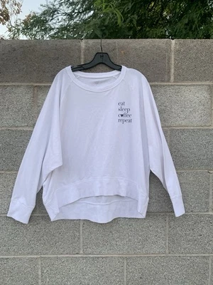 Love by Gap Eat 睡眠咖啡重复衬衫白色长袖高低尺寸 L — 第 1/4 张图片