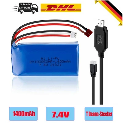 7,4V 1400mAh LiPo Batterie Akku für WLtoys A959-B A979-B RC Buggy Auto Truck Car - Bild 1 von 4