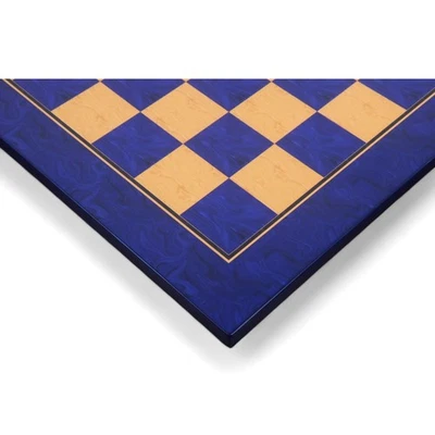 Tablero de ajedrez estampado de boj Burl & Burl azul ceniza 22" - 57 mm cuadrado - acabado brillante Foto 1 de 4