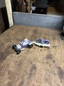 Rare Hubley Mighty Mite Road M Track Purple Roadster Car Motorcycle Trailer USA - Picture 1 of 17