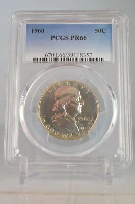 PR66 1960 PCGS GRADED FRANKLIN SILVER HALF DOLLAR PROOF UNCIRCULATED RARE COIN - Image 1 of 4