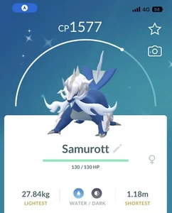 Brillante Hisuian Samurott Pokemon Gen8 Ir Mismo/30 días Pokémon Hisui Leer Desc - Imagen 1 de 1