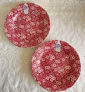 Burleigh Red Calico Plate 21.5cm Pair Set - Picture 1 of 6