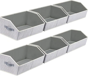 Closet Organizers Bins 6 Packs - Large Closet Shelf Organizer with Handles, Fabr - Picture 1 of 12