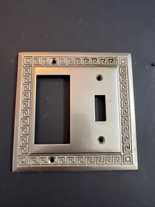 LHMC Pewter Silver Metal Greek Key Toggle Switch GFI Wall Plate Cover - Picture 1 of 2