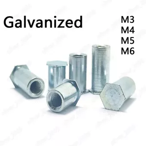 Remaches de orificio ciego de acero galvanizado tuercas de columna cabeza hexagonal M3 M4 M5 M6 - Imagen 1 de 5