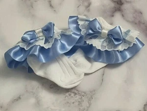 Girls Handmade Socks. Wedding, Holy Communion, Flower Girl. 0-3m 6-12m 1-2yrs - Picture 1 of 3