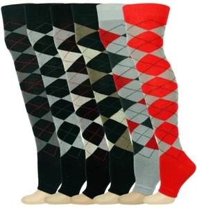 Mysocks 6 Pairs Argyle Over the Knee Toeless Socks - Picture 1 of 1