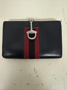 GUCCI 1970s G Gucci HORSE BIT BUCKLE CHERIE LEATHER WALLET ITALY - Picture 1 of 21
