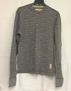 Hollister Mens Large Thermal 1922 Long Sleeve Waffle Knit Shirt Gray Pullover - Picture 1 of 4