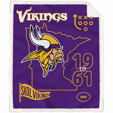 Minnesota Vikings NFL 60'' x 70'' State Icon Sherpa Throw Blanket Cover