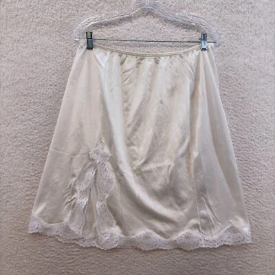 Falda sin cordones vintage 18 20 talla grande blanca satinada encaje abertura eduardiana victoriana Foto 1 de 4
