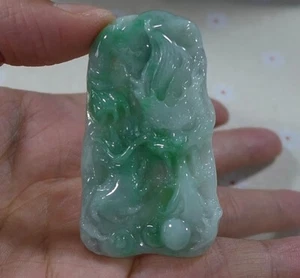 Cert'd natürlicher Typ A eisgrüner Jadeit Jade Drache Anhänger 4080 - Bild 1 von 8