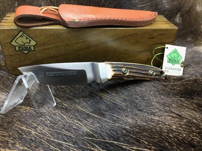 Puma Skinmaster Knife With Stag Handles Leather Sheath Mint Presentation Box - Image 1 of 4