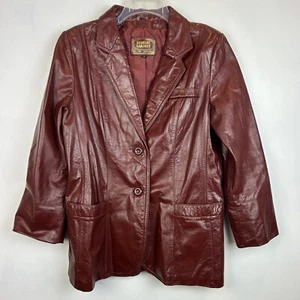 Vtg 70s Rust Brown Leather Jacket Short Womans 14 Made In Korea Read - Picture 1 of 13