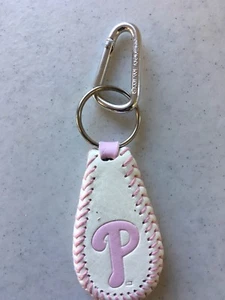 PHILADELPHIA PHILLIES PINK MLB GAMEWEAR GENUINE LEATHER KEYCHAIN FREE SHIPPING - Picture 1 of 2