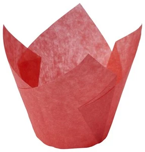Red Tulip Cupcake Liners 100-Pack Elegant Baking Cups for Weddings Parties - Picture 1 of 4