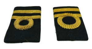 Schulterklappen Marineuniform Leutnant Rangmarkierung R325 Curl 2 Barren Gold Epaulette - Bild 1 von 3