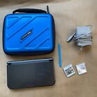 New Nintendo 3ds Xl Dual Ips? Metallic Black Tested Working Stylus Charger Games
