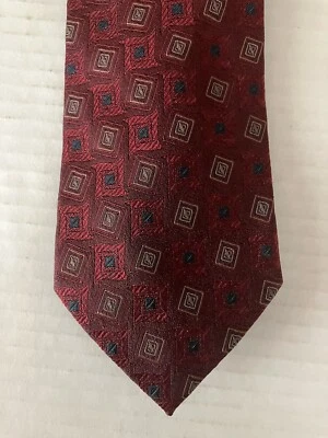 Nordstrom de J.Z. Corbata Richards Para Hombre Seda Granate Azul Cuadrados Hecha en EE. UU. Foto 1 de 4