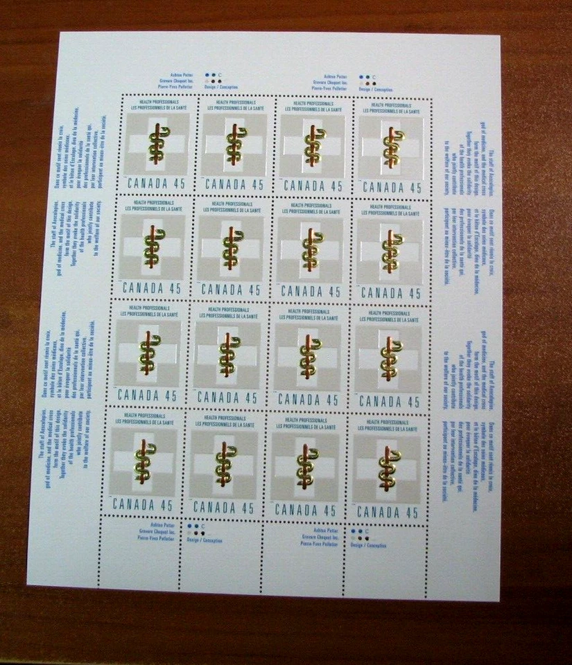 Hoja de inscripción de estampillas de Canadá Scott# 1735 profesionales de la salud 1998 MNH L583 Foto 1 de 1