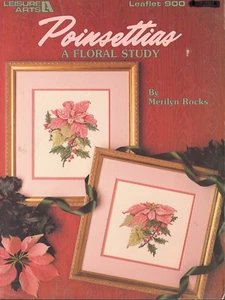 Poinsettias...Uno studio floreale di Merilyn Rocks motivo punto croce contato - Foto 1 di 2