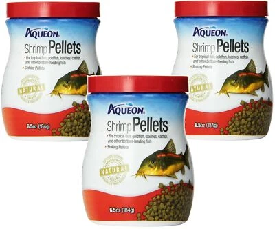 (3 Pack) Aqueon Shrimp Pellets Fish Food, 6.5 Ounces Each