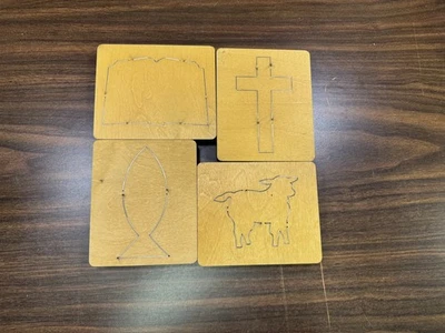 Lot of 4- 4" Lolli Shadow Ellison Educational Die Cuts - Cross, Book, Lamb, Fish - Image 1 of 4