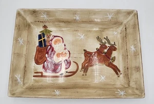 Table Tops Unlimited Large Center Piece Country Christmas Handpainted Dish 19" - Picture 1 of 8