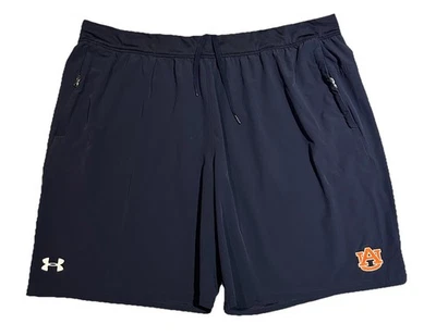 Under Armour AUBURN TIGERS Men’s 3XL Zip Pockets Athletic Training Shorts Navy - Image 1 of 4